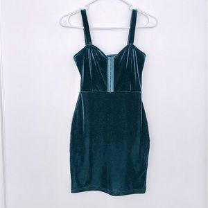 Green Velvet Mini Dress Bodycon Holiday